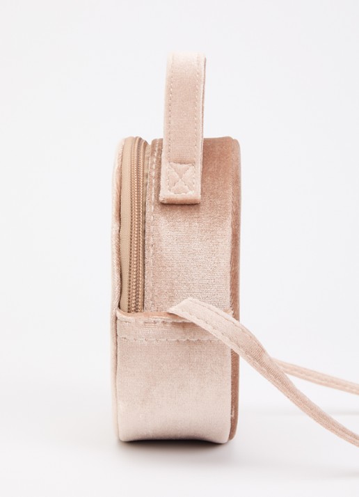 Mimi & Lula Scatter Heart schoudertas van fluweel met afneembare schouderriem - detail 2 beige