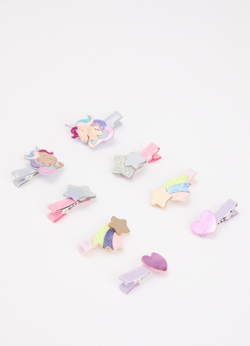 Mimi & Lula Unicorn Salon haarclip in set van 8 - detail lila