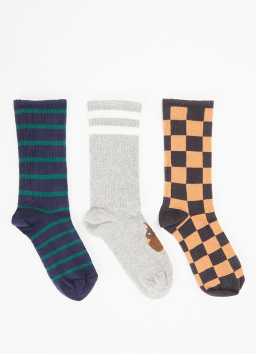 Mini Rodini Chess Check sokken met print in 3-pack