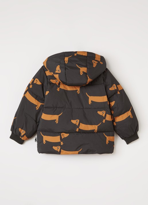 Mini Rodini Dog pufferjack met print - achterkant 3 zwart