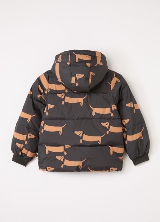Mini Rodini Dog pufferjack met print - achterkant 3 zwart