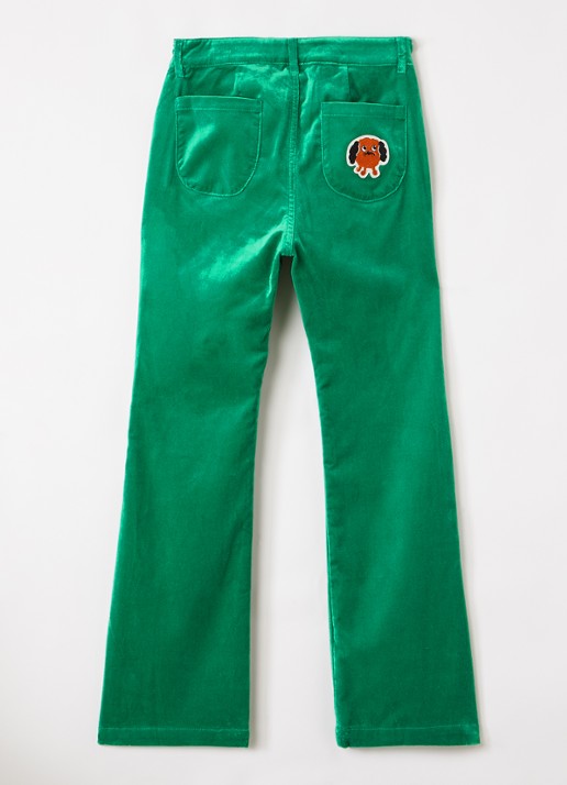 Mini Rodini Doggie flared broek van fluweel - voorkant 3 groen