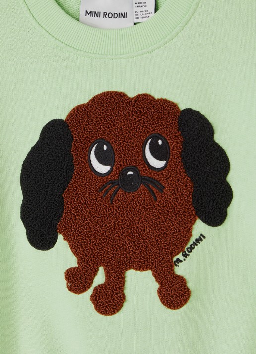 Mini Rodini Doggie sweater met borduring - detail 5 groen