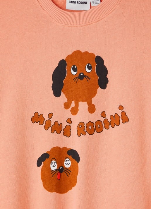 Mini Rodini Doggies sweater met logoprint - detail 3 koraalroze