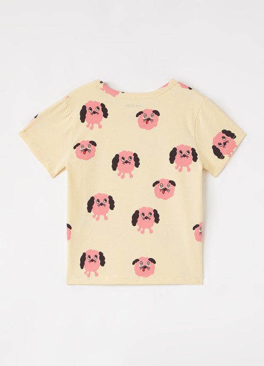 Mini Rodini Doggies T-shirt met print - voorkant 2 lichtgeel