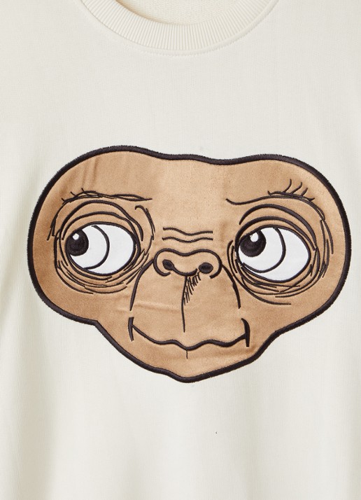 Mini Rodini E.T. sweater met borduring - detail gebroken wit