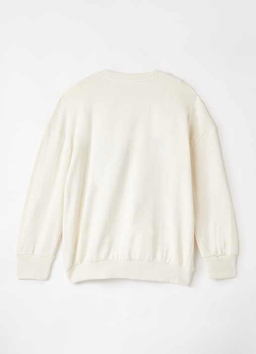 Mini Rodini E.T. sweater met borduring - voorkant 3 gebroken wit