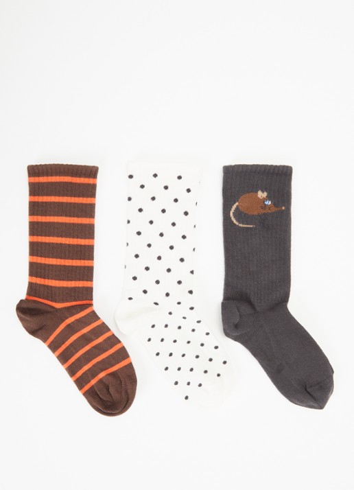 Mini Rodini Elephant Shrew sokken met print in 3-pack