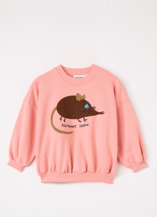 Mini Rodini Elephant Shrew sweater met borduring - voorkant roze
