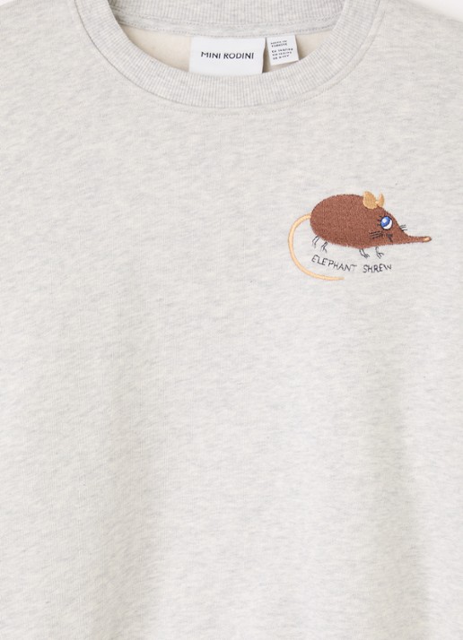 Mini Rodini Elephant shrew sweater met print  - detail 3 grijsmele