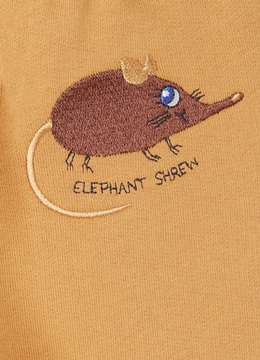 Mini Rodini Elephant Shrew tapered fit joggingbroek met borduring - detail beige