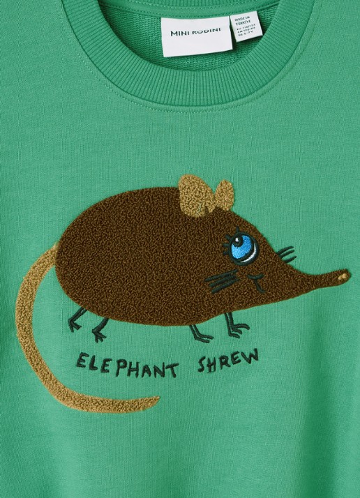 Mini Rodini Elephant sweater met borduring - detail groen