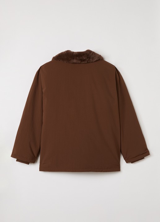 Mini Rodini Gewatteerde parka met klepzakken - achterkant 3 bruin