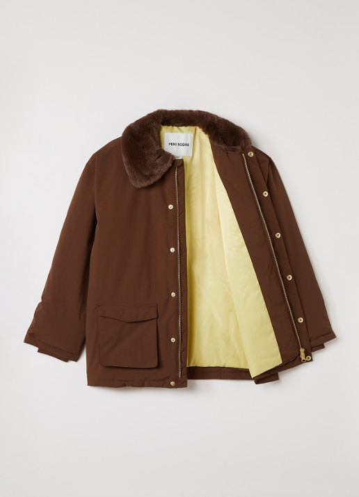 Mini Rodini Gewatteerde parka met klepzakken - voorkant 2 bruin