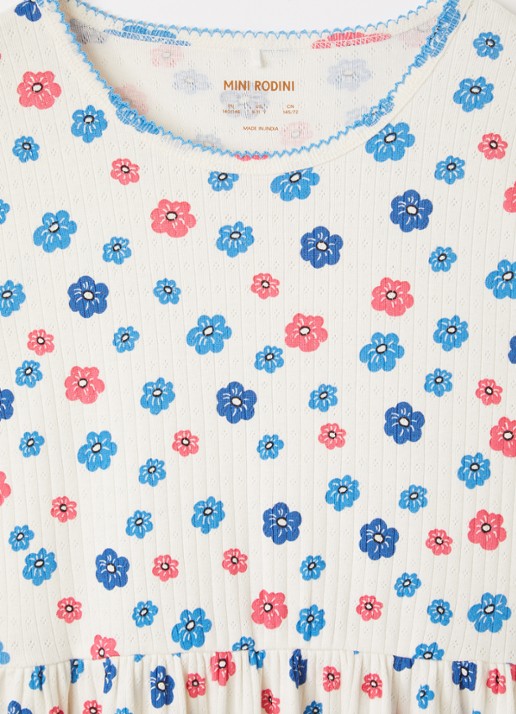 Mini Rodini Jurk met bloemenprint - detail gebroken wit