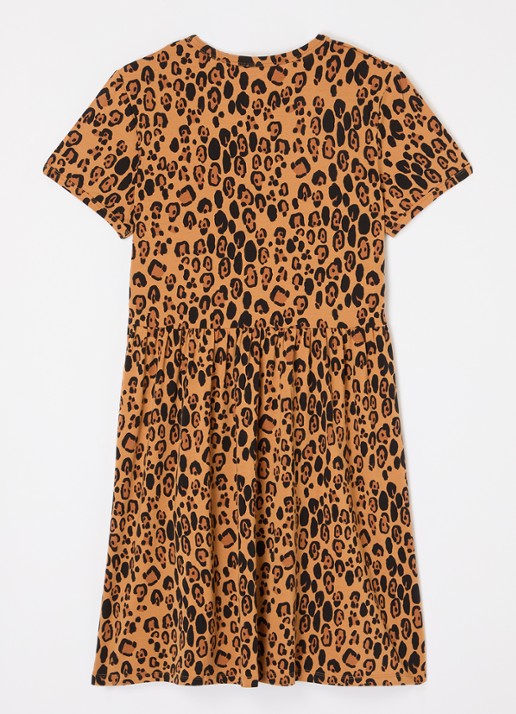 Mini Rodini Jurk  met panterprint  - achterkant 3 camel