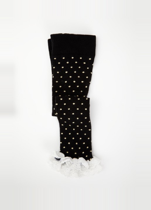 Mini Rodini Legging met stippenprint - detail zwart