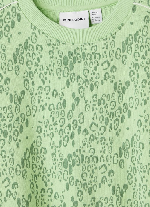 Mini Rodini Leopard sweater met panterprint - detail groen