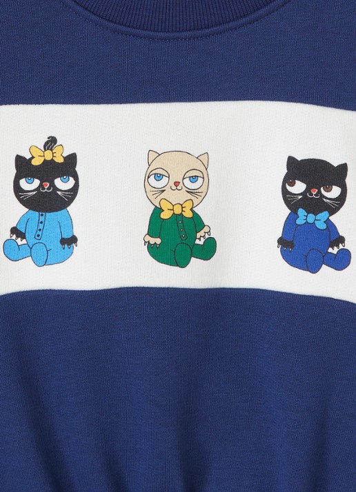 Mini Rodini Panel sweater met print - detail 3 indigo