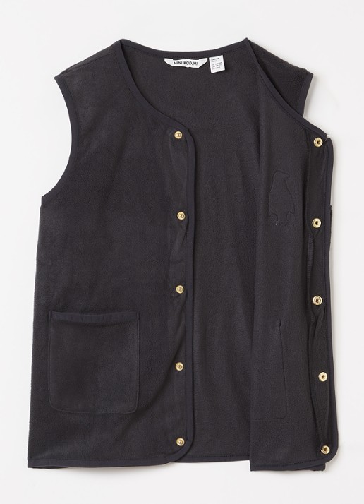Mini Rodini Penguin Patch gilet van fleece met applicatie - detail 3 zwart