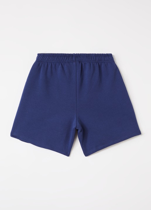 Mini Rodini Plain Piping loose fit korte joggingbroek - voorkant 3 donkerblauw