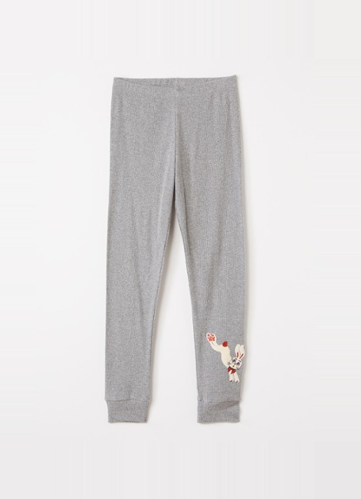 Mini Rodini Rabbit Application ribgebreide slim fit legging met applicatie