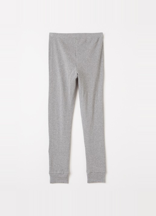 Mini Rodini Rabbit Application ribgebreide slim fit legging met applicatie - voorkant 3 middengrijs