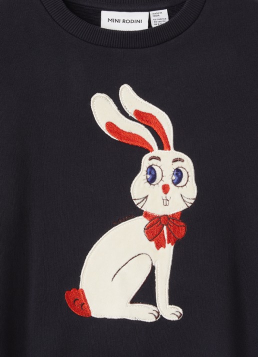 Mini Rodini Rabbit Application sweater met applicatie - detail 3 zwart