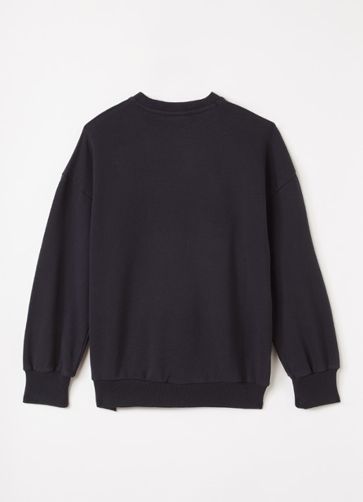 Mini Rodini Rabbit Application sweater met applicatie - voorkant 2 zwart