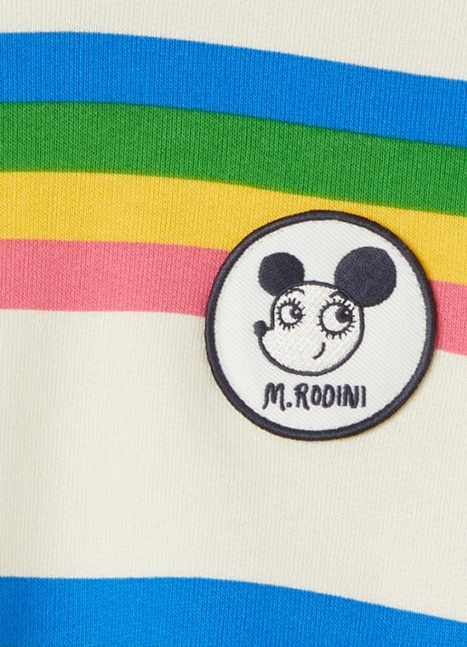 Mini Rodini Ritsratz sweater met streepprint  - detail 4 creme