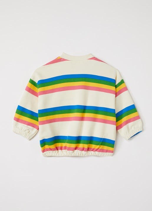 Mini Rodini Ritsratz sweater met streepprint  - voorkant 2 creme