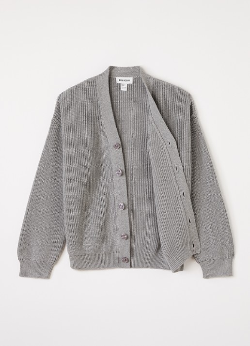 Mini Rodini Ritzratz ribgebreid vest met borduring - voorkant 3 grijsmele