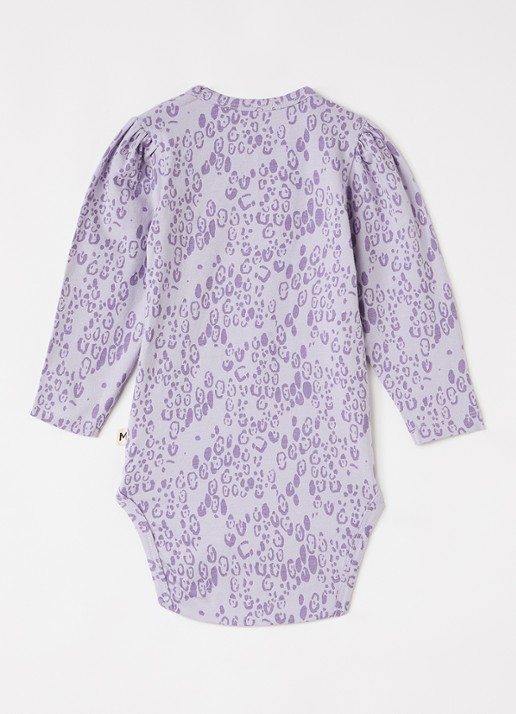 Mini Rodini Romper met panterprint - voorkant 2 lichtpaars