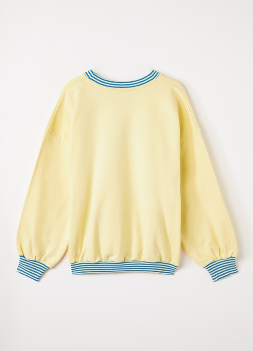 Mini Rodini To The Moon And Back sweater met borduring - voorkant 3 lichtgeel