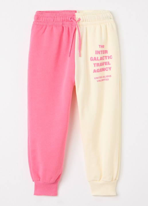 Mini Rodini Travel Agency tapered fit joggingbroek met print - voorkant 5 roze
