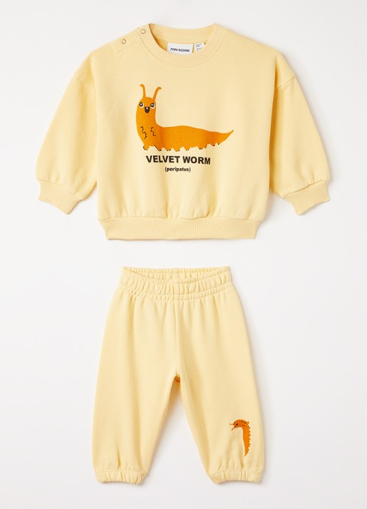 Mini Rodini Velvet Worm set van sweater met joggingbroek 2-delig