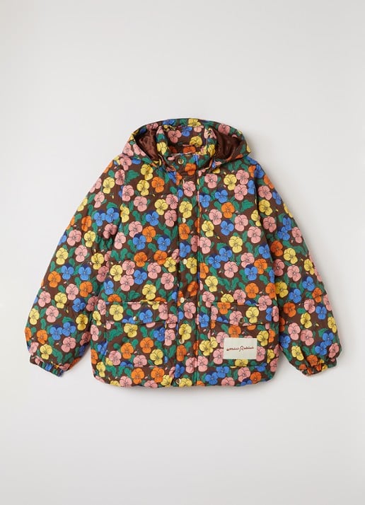 Mini Rodini Violas puffer jack met bloemenprint