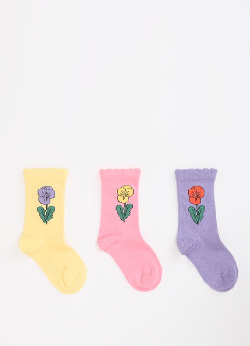 Mini Rodini Violas sokken met bloemenprint in 3-pack