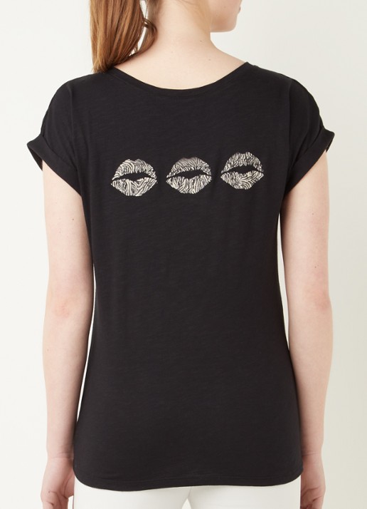 Mint Velvet T-shirt met print en glitter - achterkant 4 zwart