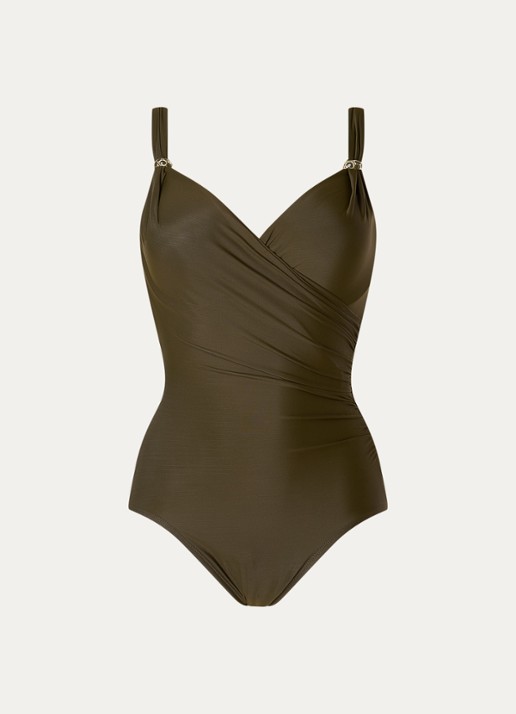 Miraclesuit Razzle Dazzle Siren corrigerend voorgevormd badpak met beugel - voorkant bronsgroen