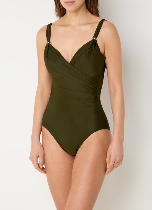 Miraclesuit Razzle Dazzle Siren corrigerend voorgevormd badpak met beugel - voorkant 2 bronsgroen