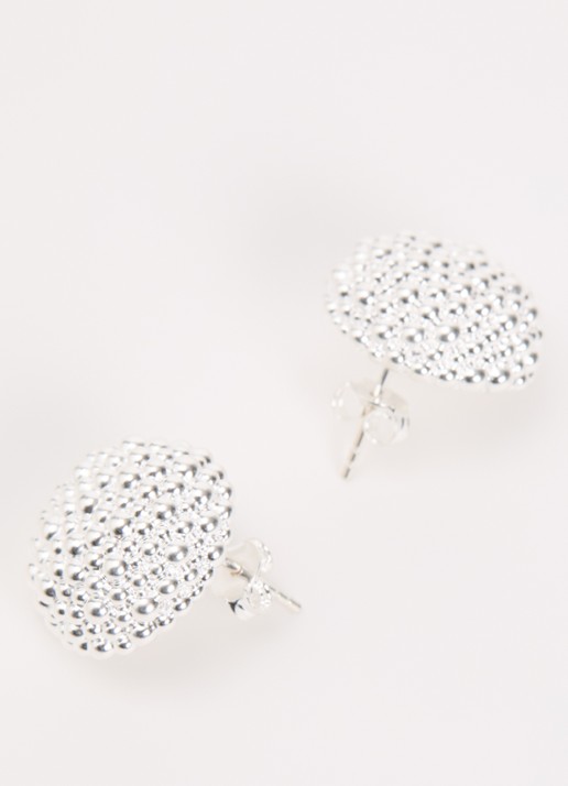 Missoma Baya Dome oorstekers  - detail zilver