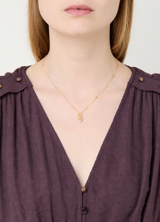 Missoma Mini Rigde Heart ketting verguld - voorkant 5 goud
