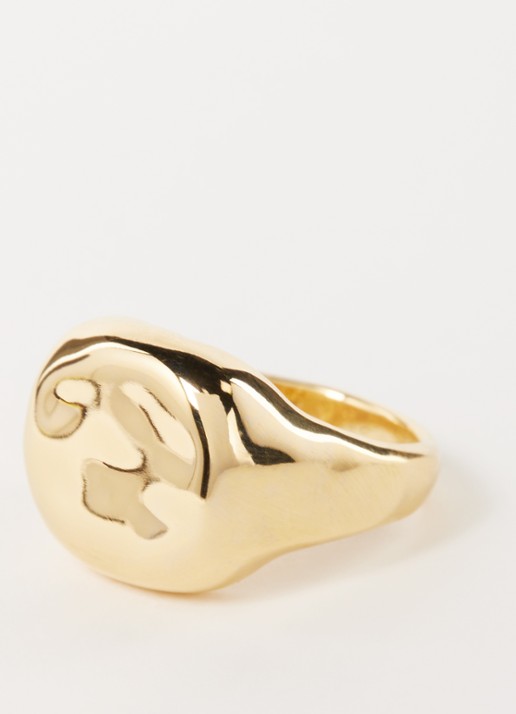 Missoma Molten Engravable zegelring verguld - detail 3 goud