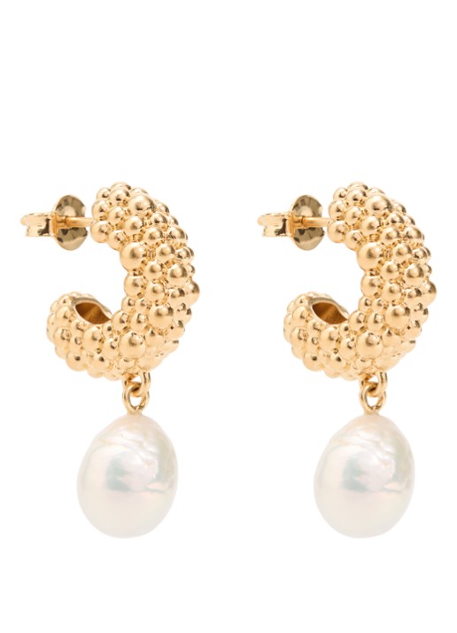 Missoma Pearl Baya oorstekers verguld - voorkant 3 goud