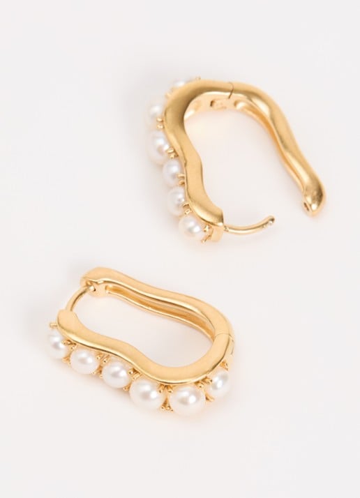 Missoma Pearl Wave Small Hoop oorringen verguld - detail 3 goud