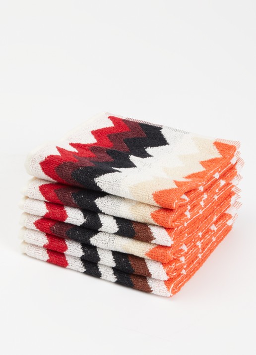 Missoni Best gastendoek - 30 x 30 cm set van 6 in geschenkverpakking - voorkant 2 donkerrood