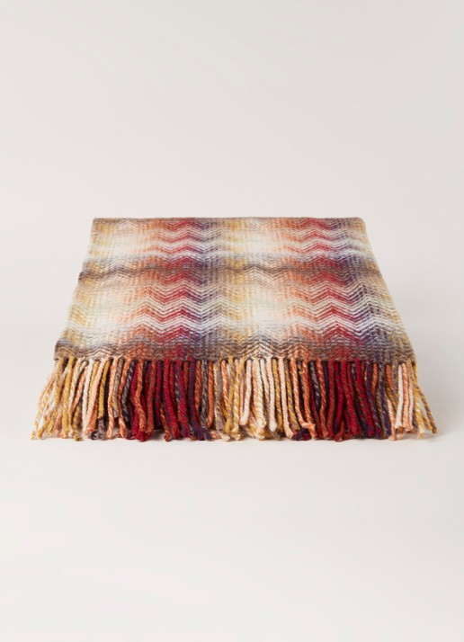 Missoni Montgomery plaid in wolblend 130 x 190 cm - voorkant 3 steenrood