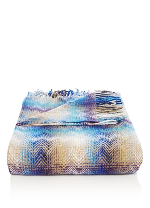 Missoni Montgomery plaid in wolblend 130 x 190 cm - voorkant 2 blauw