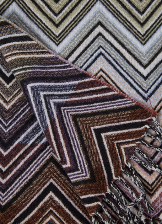 Missoni Perseo plaid van wol 130 x 190 cm - detail bruin